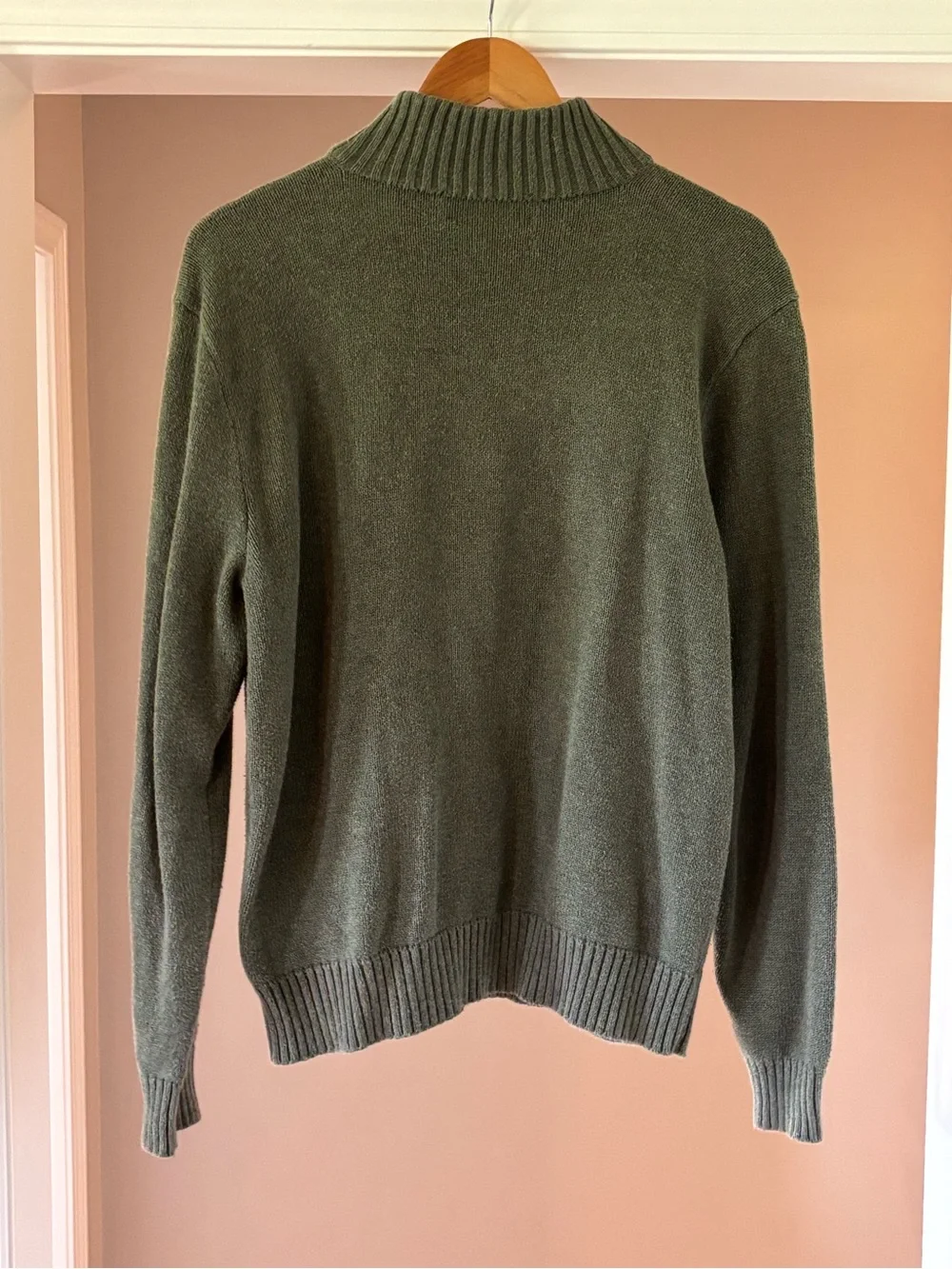 Ralph Lauren Olive Green Quarter-Zip Sweater with Polo Logo